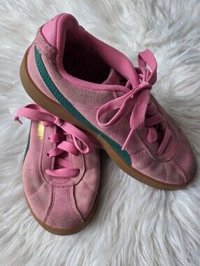 Puma Club Klassika SD Sneakers | Pink Suede & Green | Kids Size 2